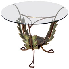 Retro Pierluigi Colli Midcentury Italian Brass and Wood Coffee Table, 1950s