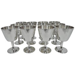 Set of 12 Tiffany Sterling Silver Art Deco Modern Cocktail Cups