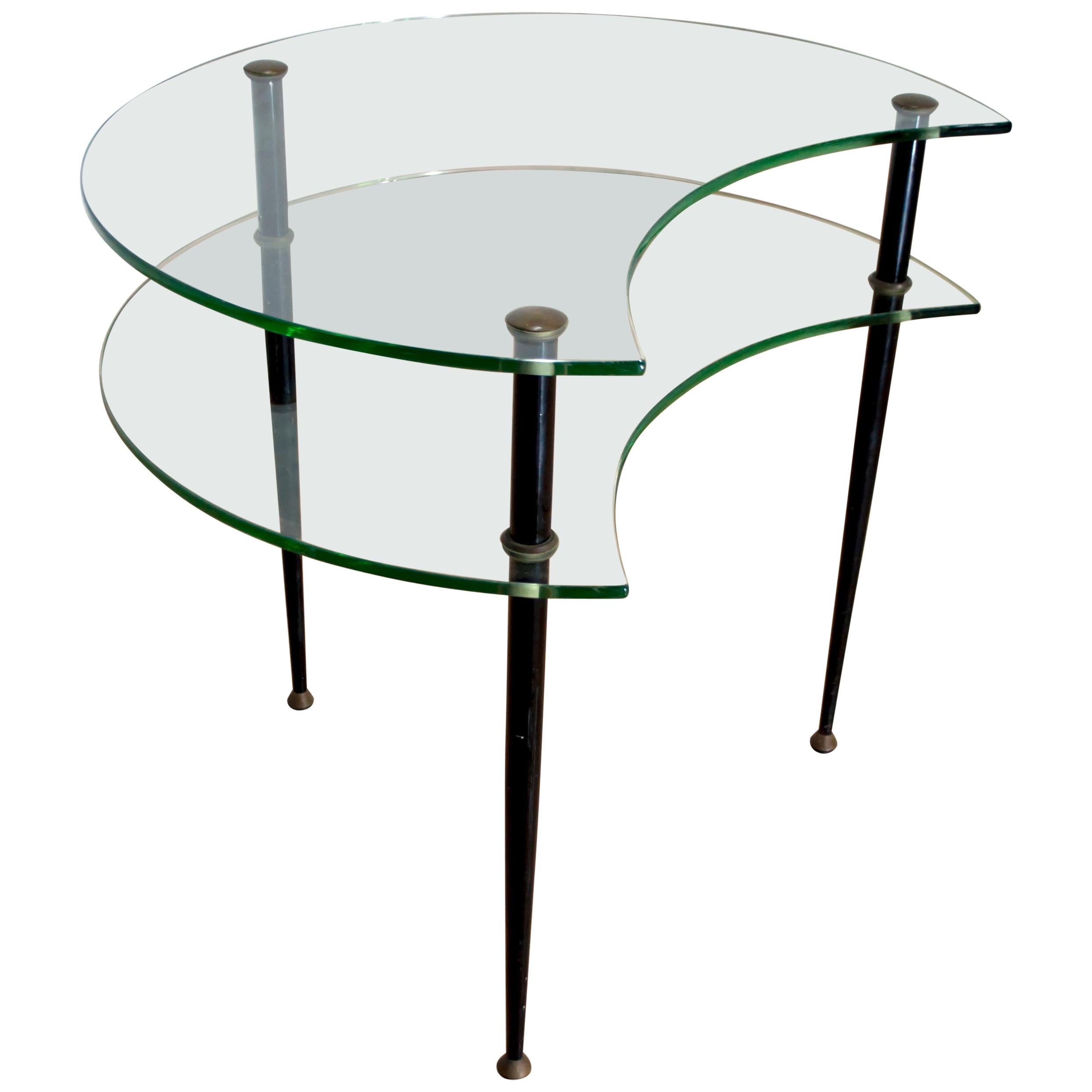 Table basse italienne à deux étagères de style mi-siècle moderne par Vitrex, Edoardo Paoli, 1955