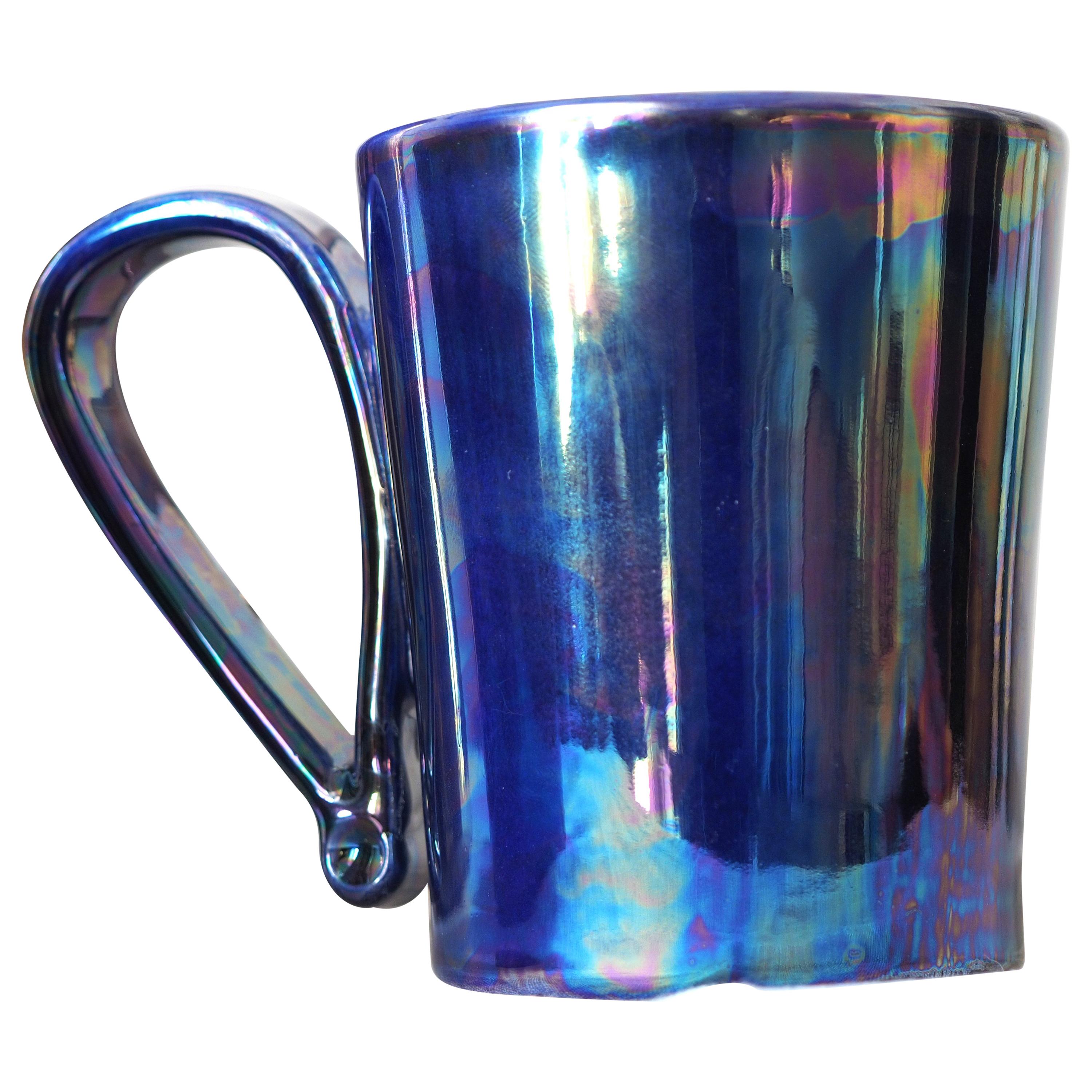 Mug in Ceramics Handmade in Italy with Shimmering Technique Called Lustro For Sale