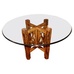 Used Bamboo and Glass Top Dining or Center Table