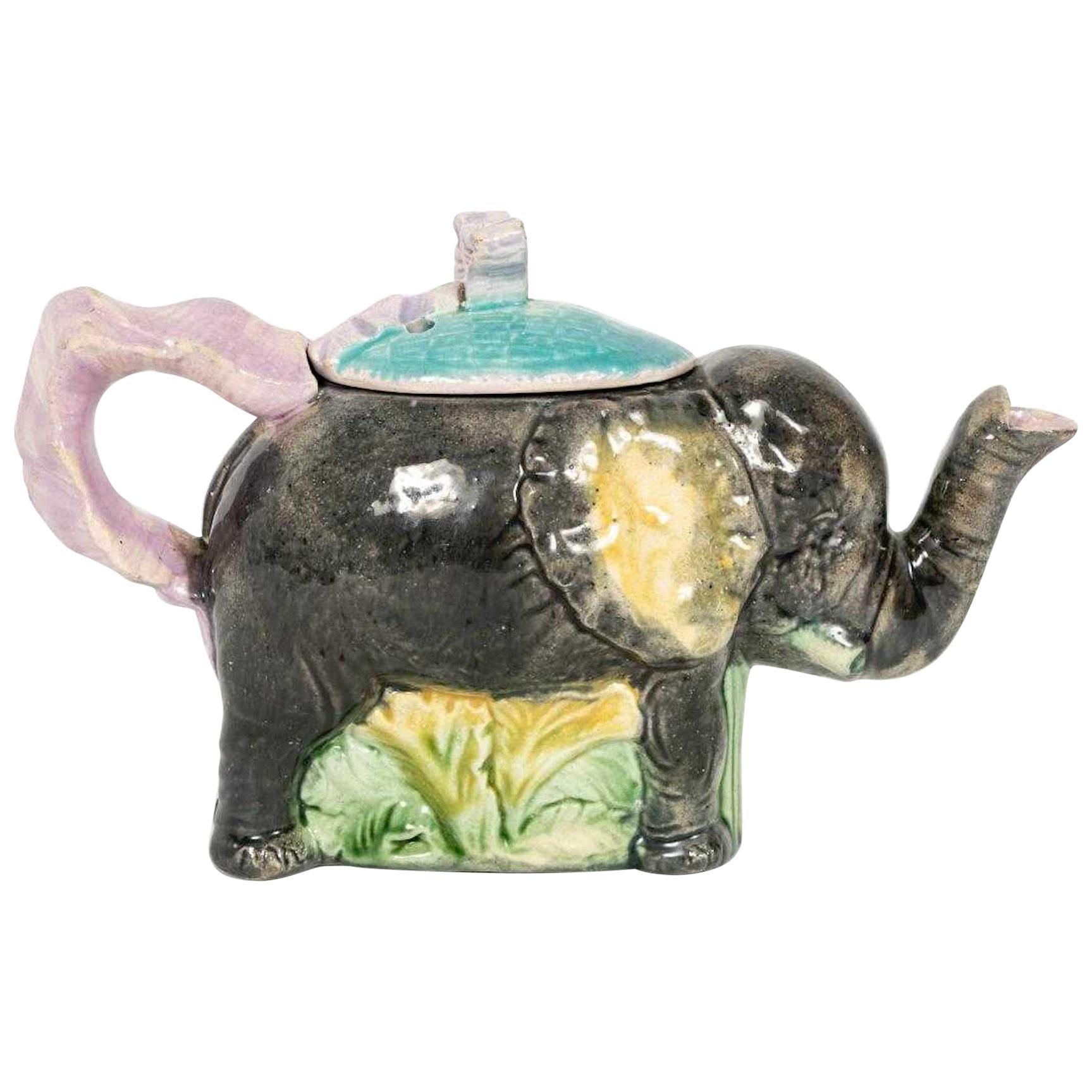 English Majolica "Jumbo" Elephant Tea Pot by Thomas Forester