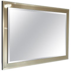 Large Stacked Glass Wall Mirror with Peach Framing, 1980s