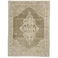 Vintage Turkish Oushak Accent Rug with Mission Style