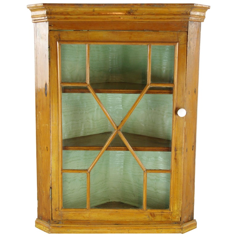 Antique Corner Cabinet Victorian Pine Hanging Scotland Antique Corner Cabinet Victorian Pine Hanging Scotland 1870 B1332a For