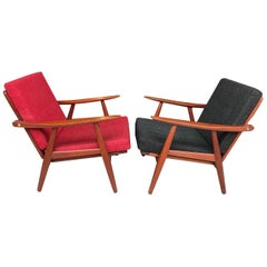 Pair of Hans Wegner GETAMA Ge-270 Teak Lounge Chairs