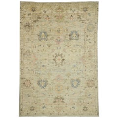 New Contemporary Turkish Oushak Rug with French Country and Cottage Style