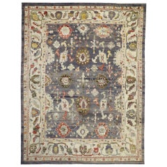 Contemporary Turkish Oushak Rug with Eclectic Regency or Modern Venetian Style