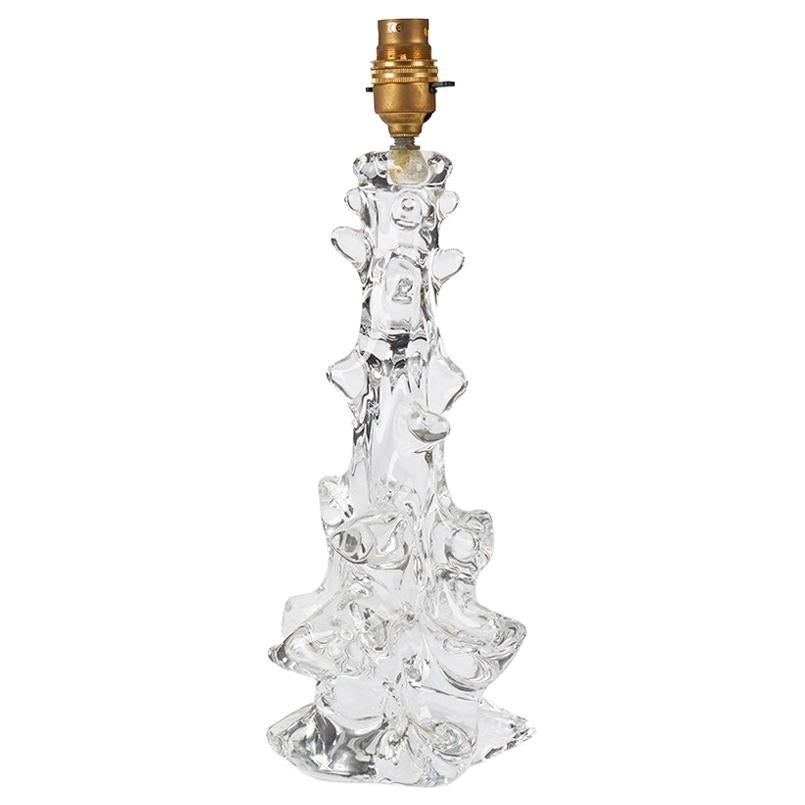 Support de lampe en verre Schneider Art Déco français en cristal en vente