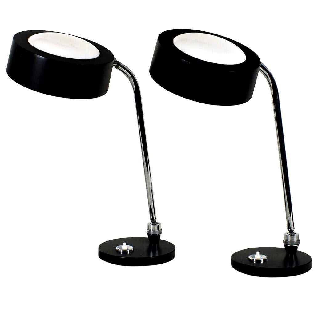 Pair of Mid-Century Modern Desk Lamps by André Mounique for Maison Jumo - France For Sale