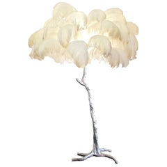 Feather Lamp with Silver Base