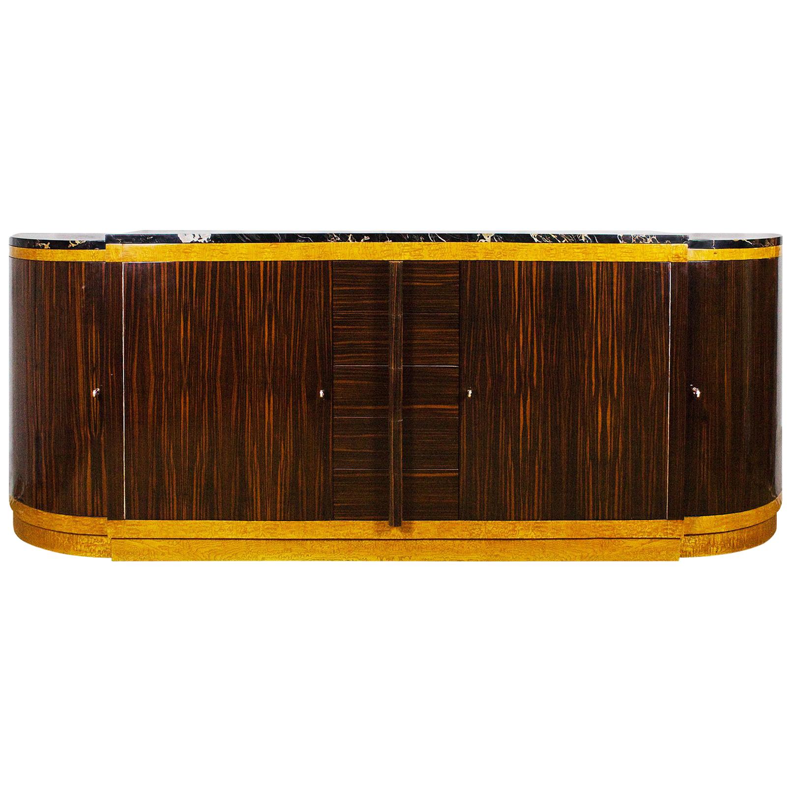 1930s Rounded Art Deco Sideboard by Jean Fauré, Macassar Ebony, France