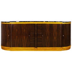 Vintage Rounded Art Deco Sideboard by Jean Fauré, Macassar Ebony - France, 1930s