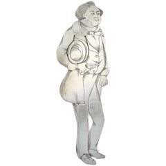 Antique Edwardian Novelty Silver Figural Bookmark 'Mr Turveydrop', New York