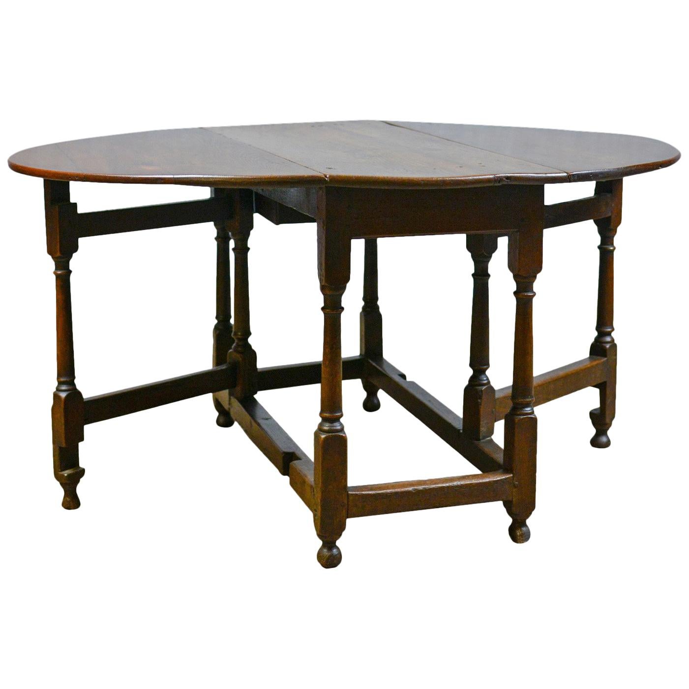 Antique Gate Leg Table, English, Georgian, Oak, Country Kitchen Dining