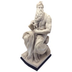 19th Century Italian White Marble Sculpture of Mosè after Michelangelo