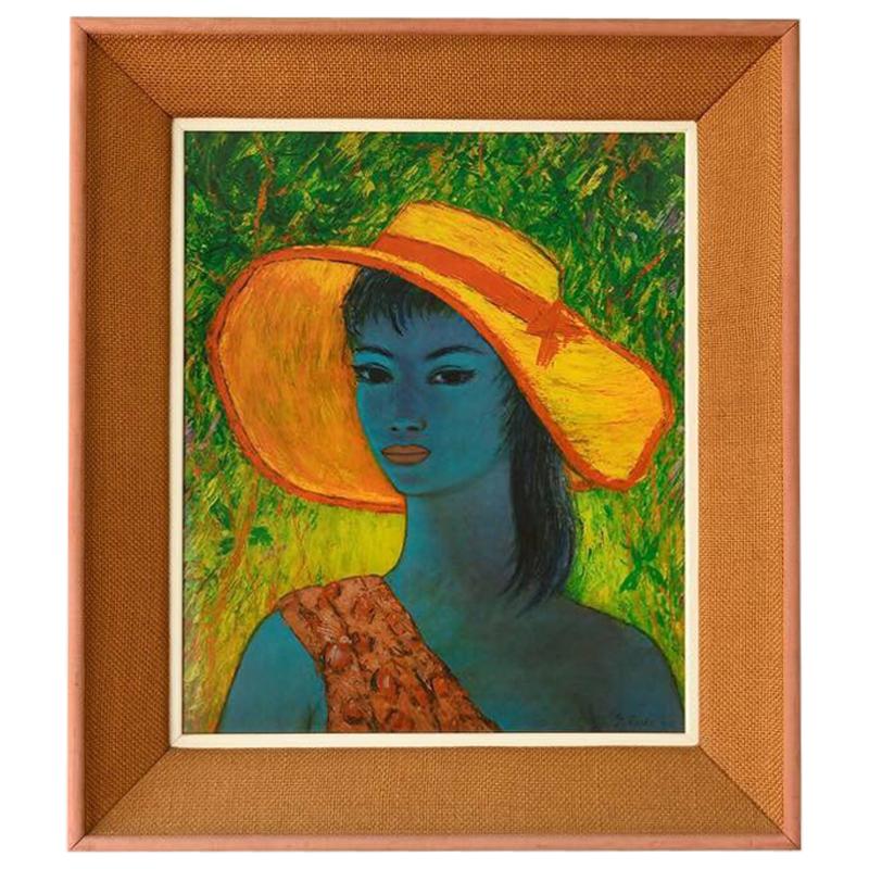 S. Rajko Midcentury Print Tahiti Lady, 1960s For Sale