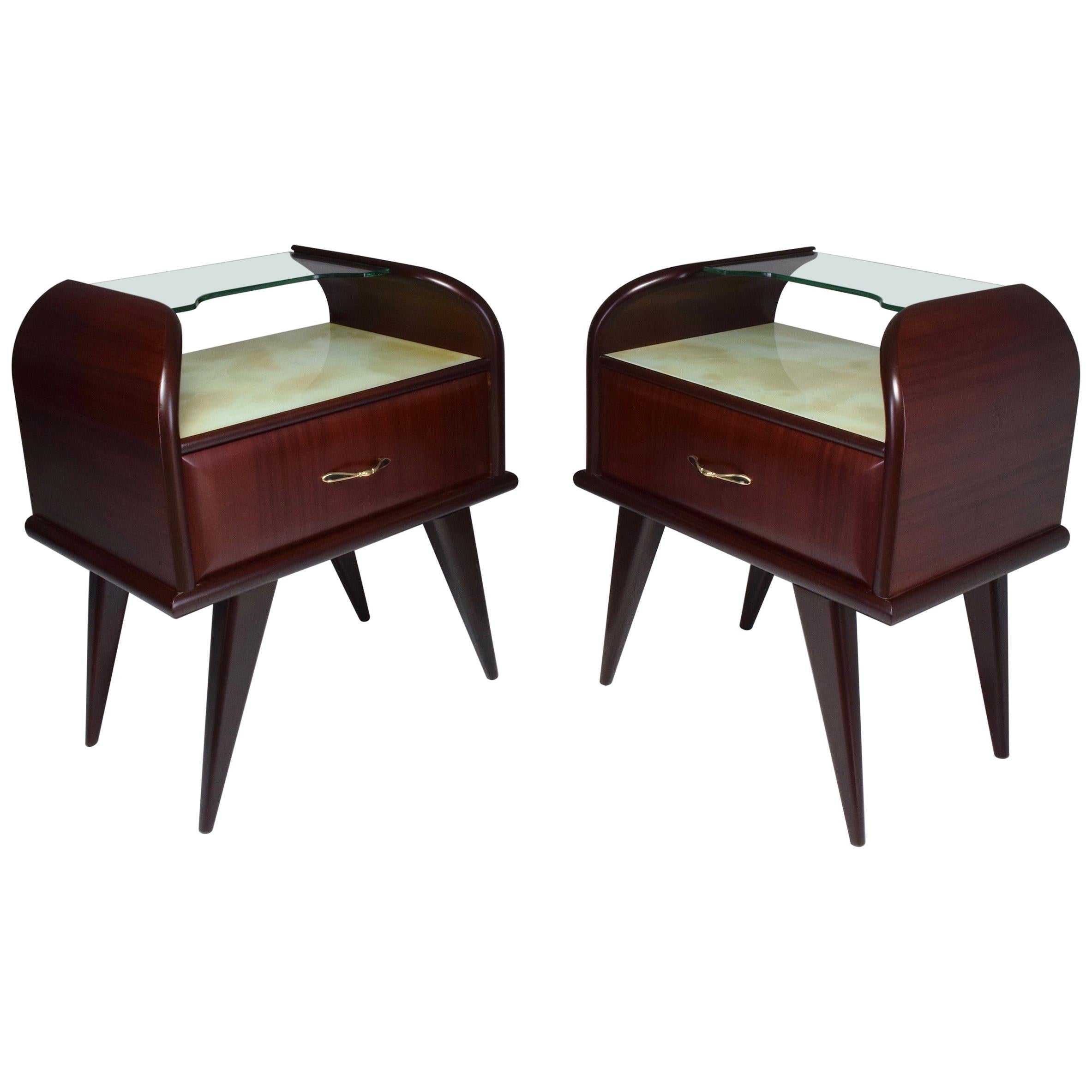 20th Century Italian Mahogany Nightstands, 1950s