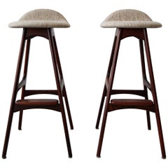 Pair of Danish Midcentury Rosewood Bar Stools by Erik Buch