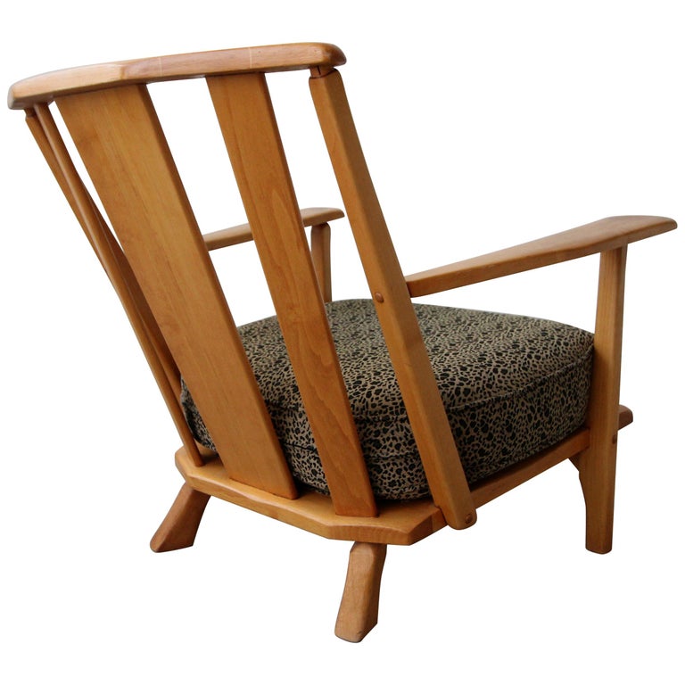 Early Midcentury Craftsman Style Maple Lounge Chair by Cushman For Sale