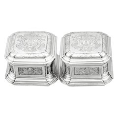1733 George II Sterling Silver Toilet Boxes