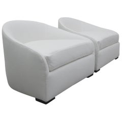 Pair of Oversized Midcentury Barrel Back Cloud Style Lounge Chairs