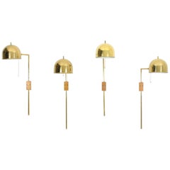 Scandinavian Midcentury Wall Lamps in Brass by Bergboms, Sweden