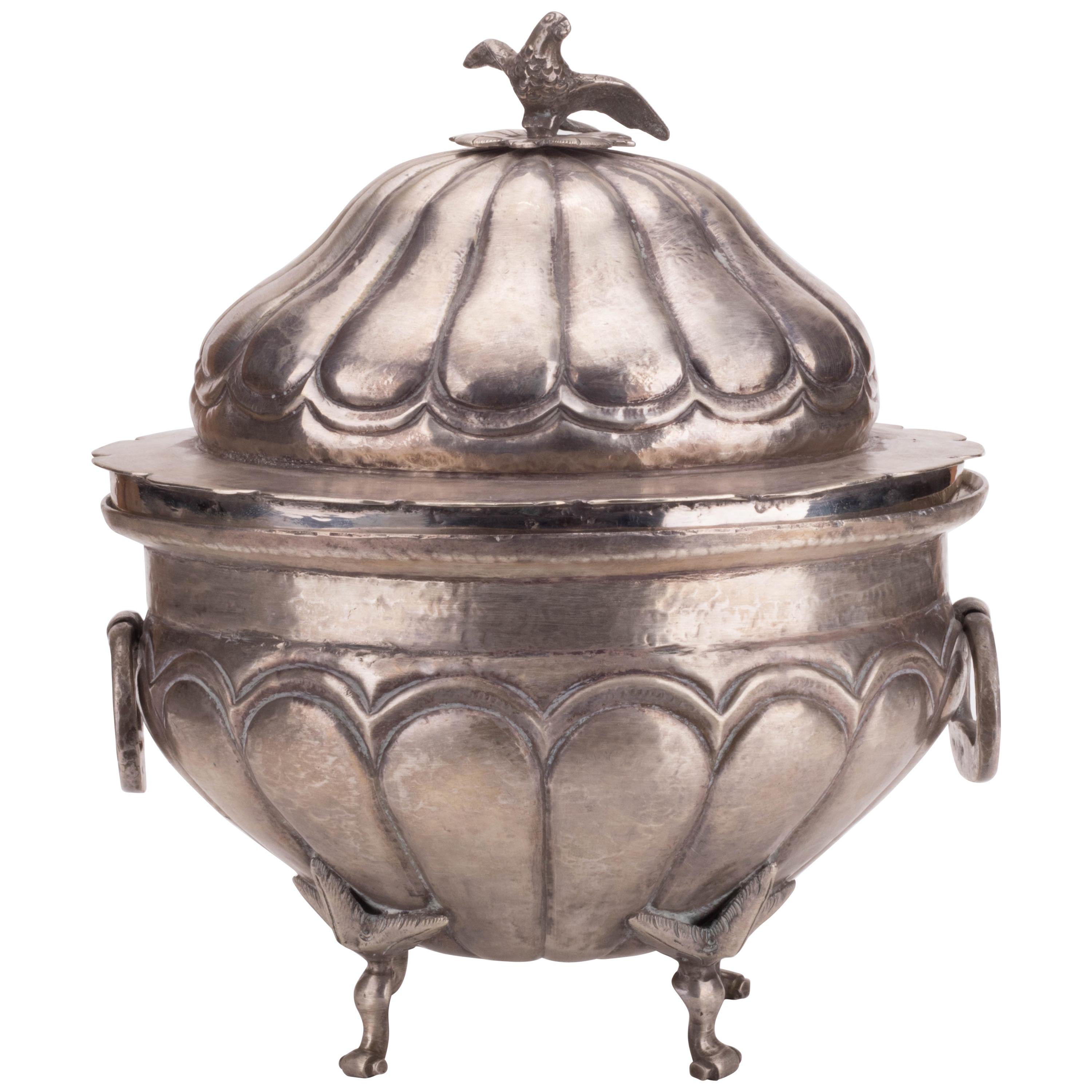 1780s Colonial Peruvian Tureen with Side Handles and Dove Shaped Knob on Lid