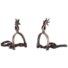 1800s Pair of American Silvered Metal Spurs