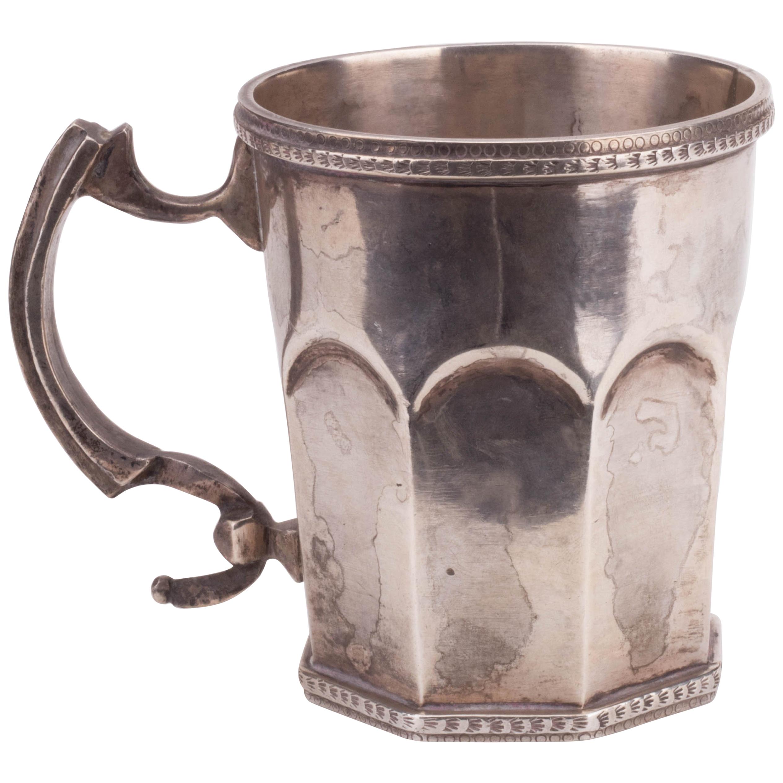 18th Century Peruvian Sterling Silver Jug with Pearl Decoration