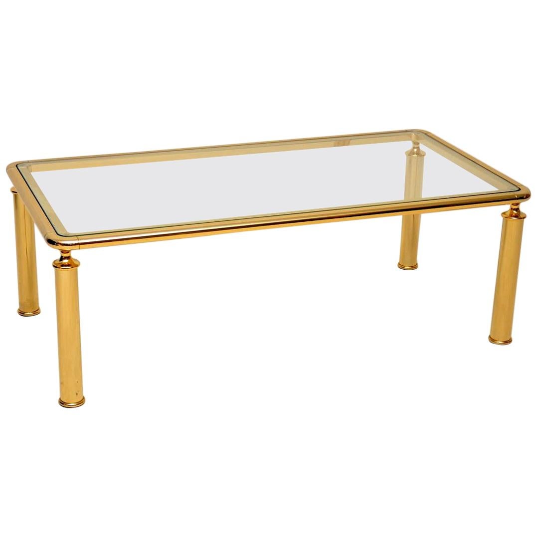 1970s Vintage Brass and Glass Coffee Table