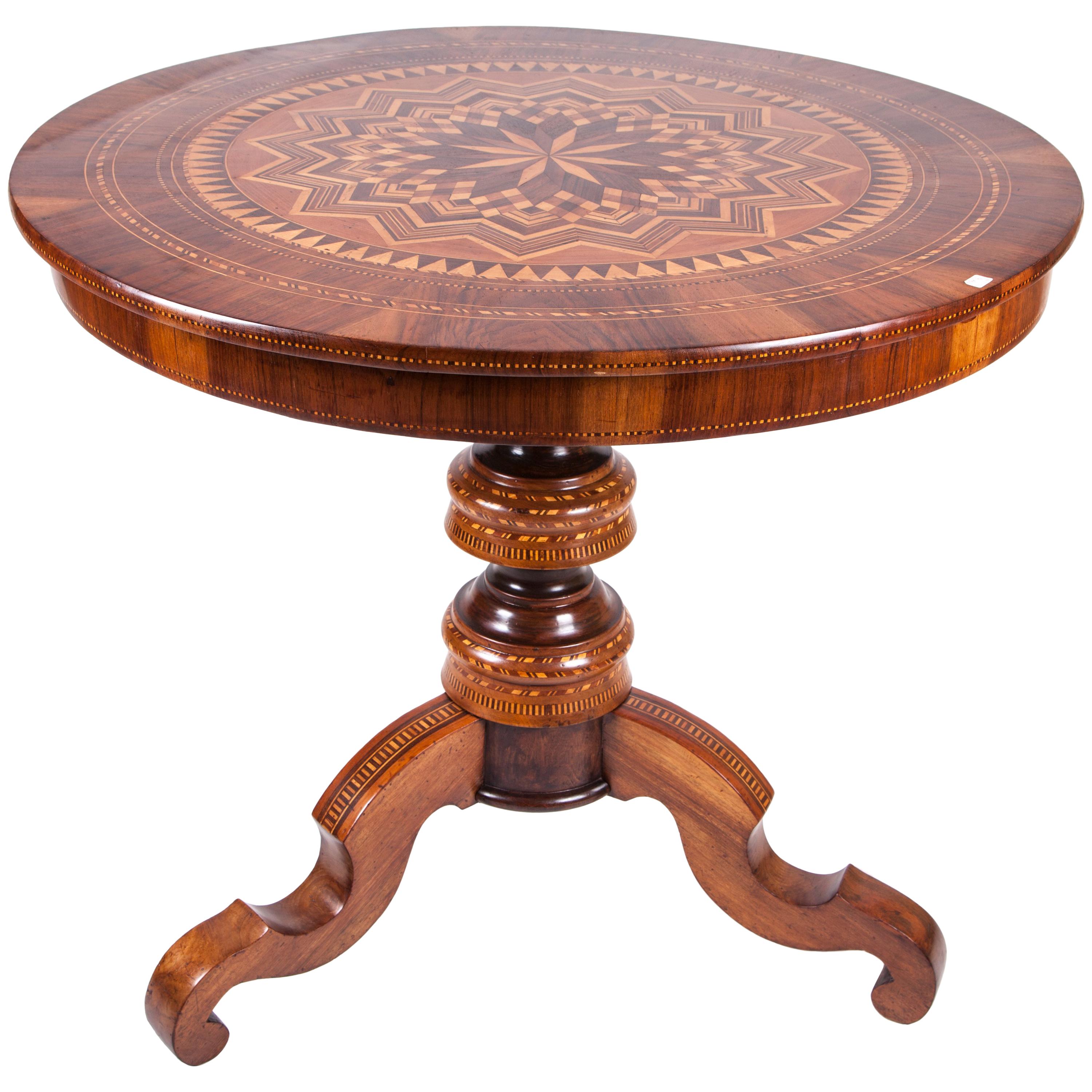 19th Century Italian Rolo Inlaid Coffee Table For Sale