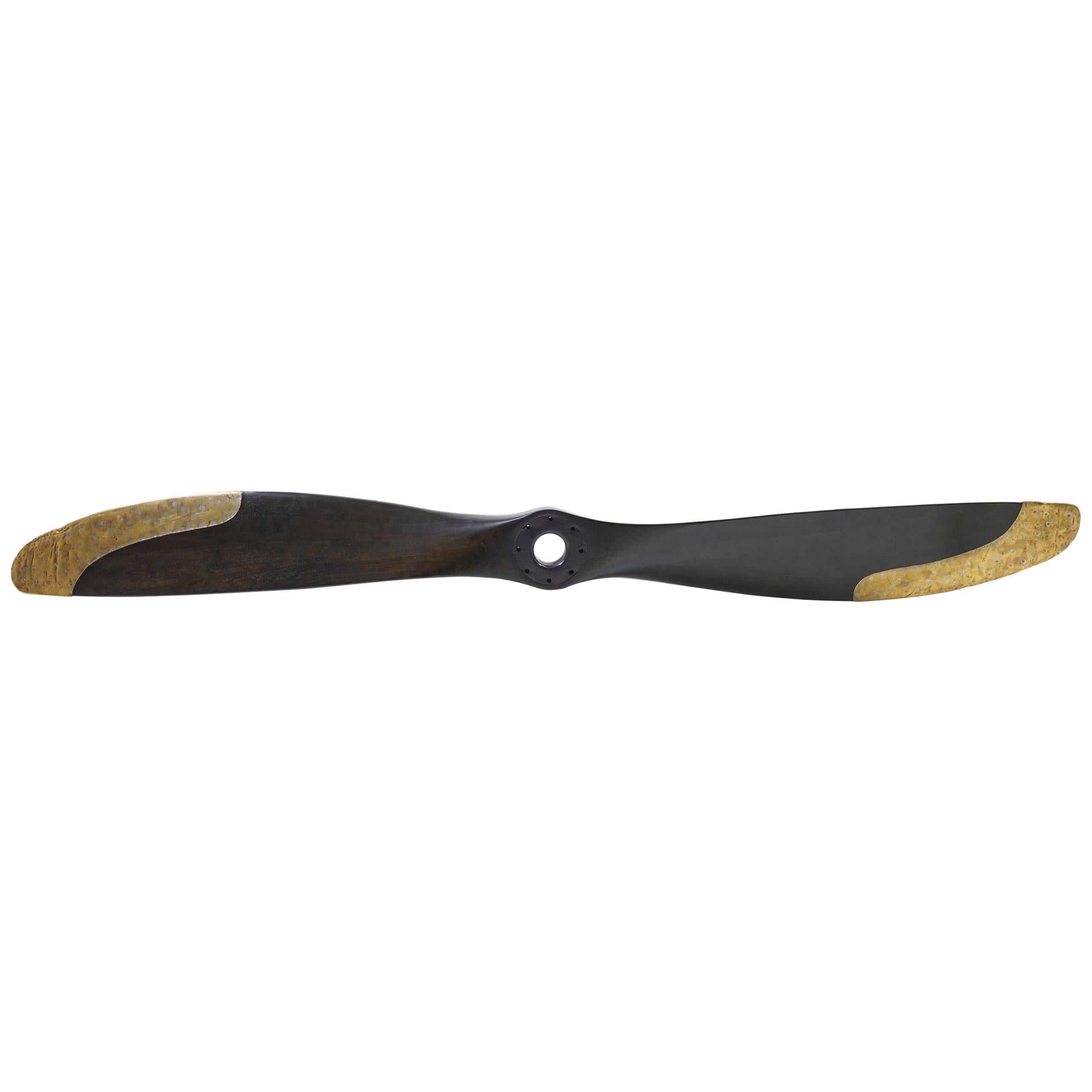 Restored French Wood and Brass Airplane Propeller