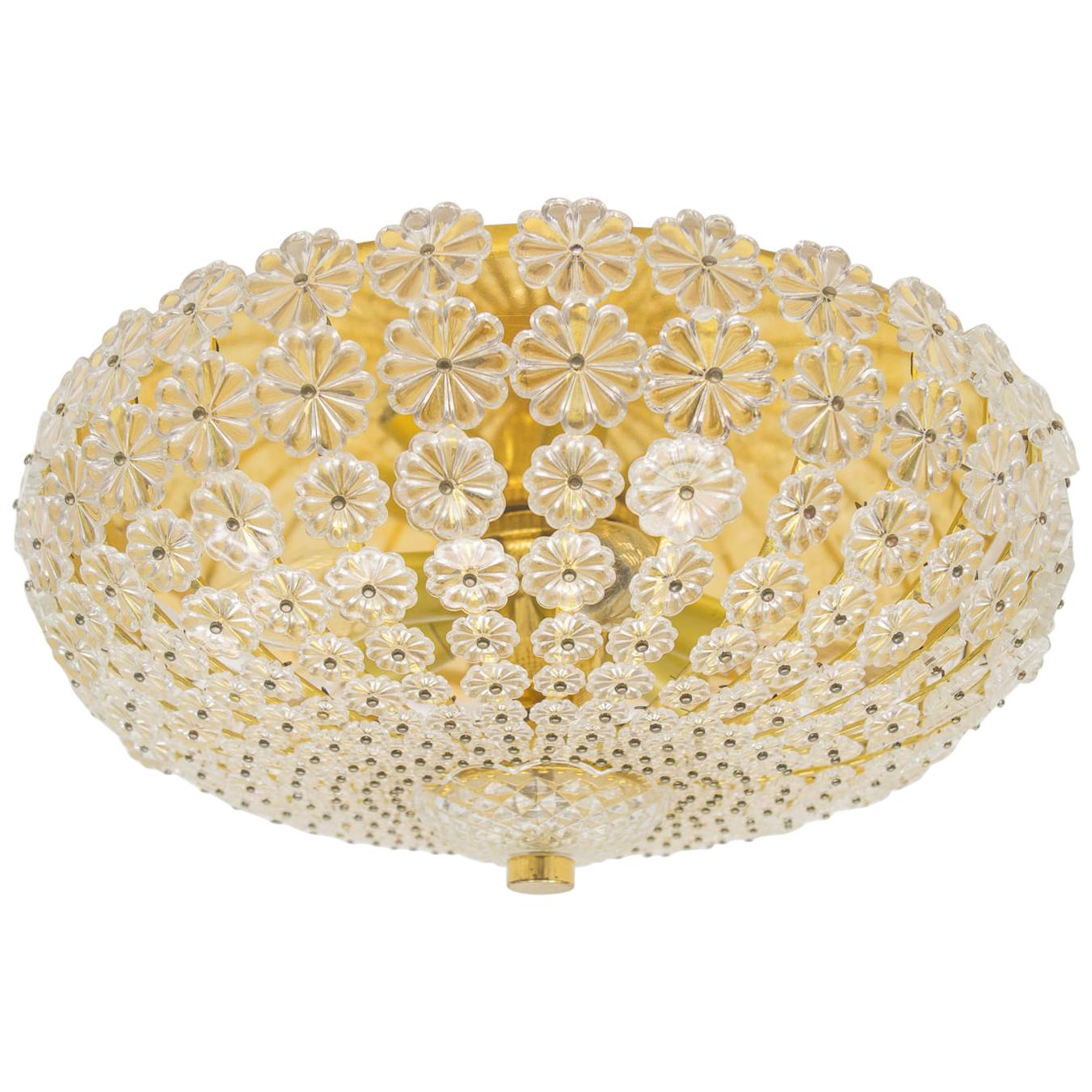 Mid-Century Modern Floral Glass Wall and Ceiling Lamp, 1960s
