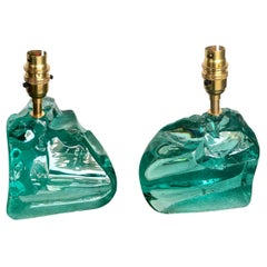 Pair of Rock Glass Lamps in the Style of Max Ingrand