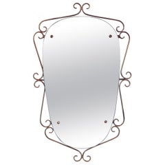 Italian 1940s Brass Mirror
