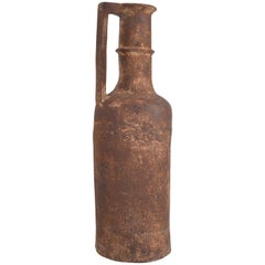 Antique Stoneware French Single Ear Bottle Shape Vase