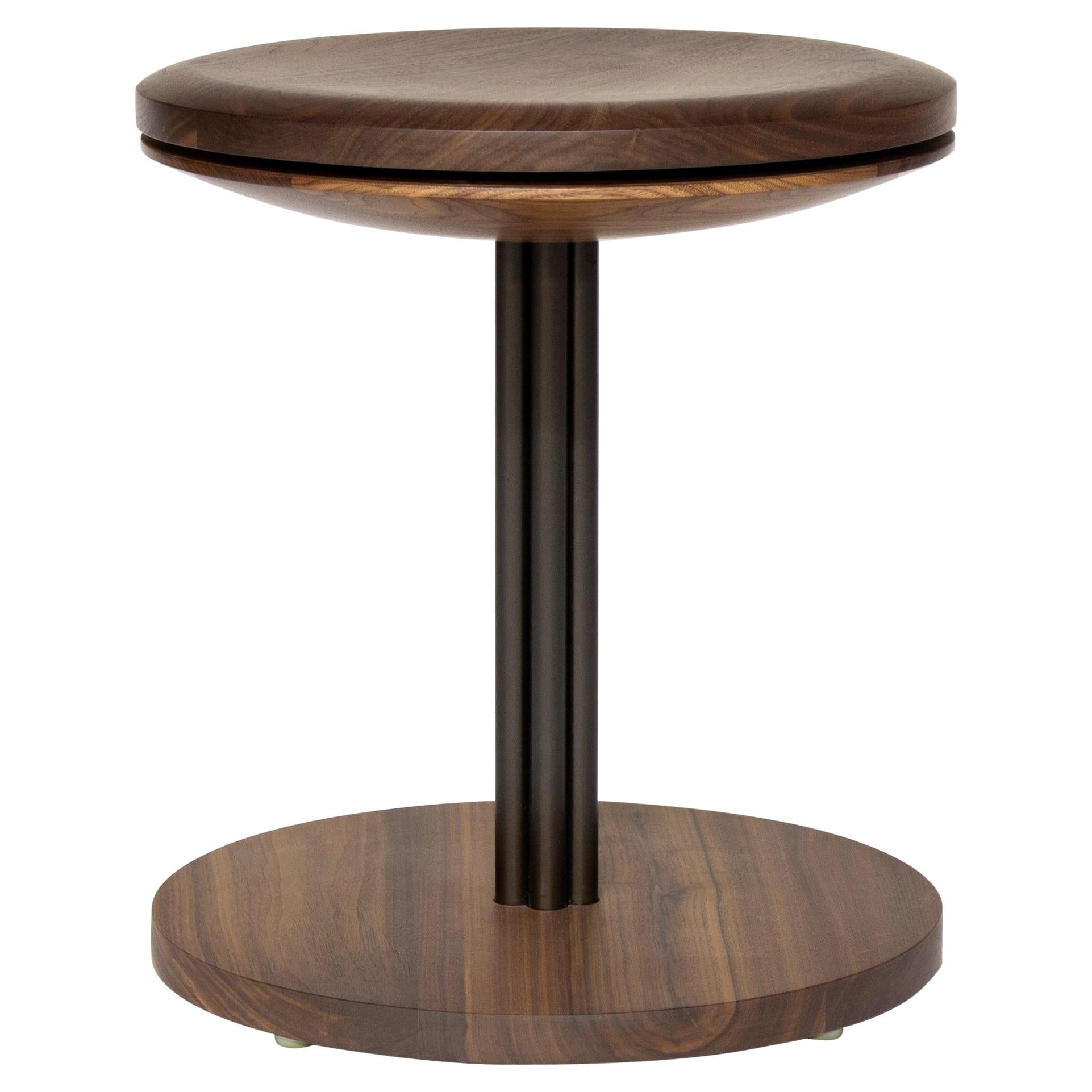 Inez 18" Modern Round Stool with Swivel and Solid Wood Seat.