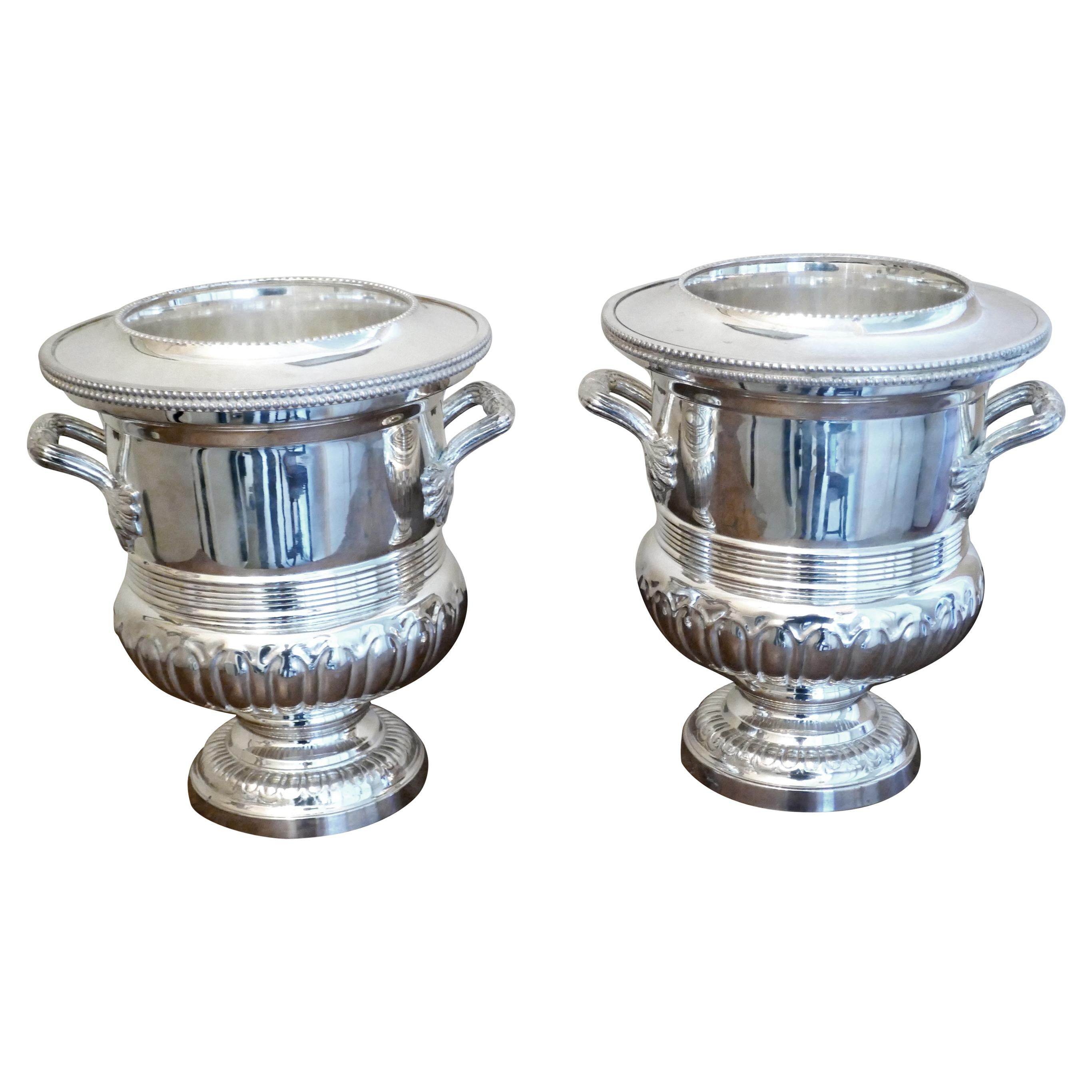 Fine Pair of Campana Style Wine Coolers, Champagne Ice Buckets