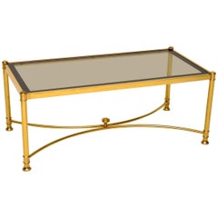 1970s Vintage Brass and Glass French Coffee Table