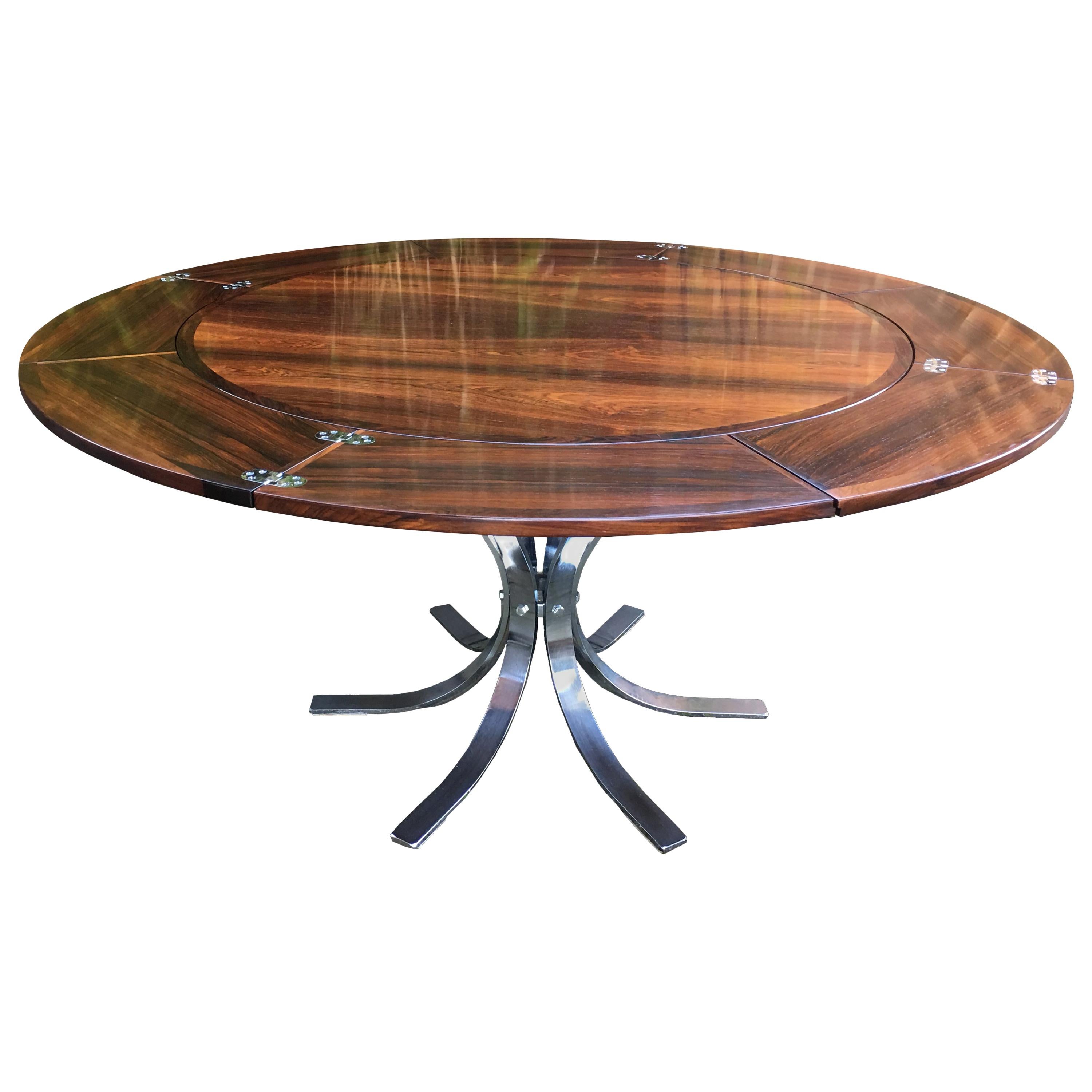 Rosewood 'Lotus' or 'Flip Flap' Extending Circular Dining Table by Dyrlund