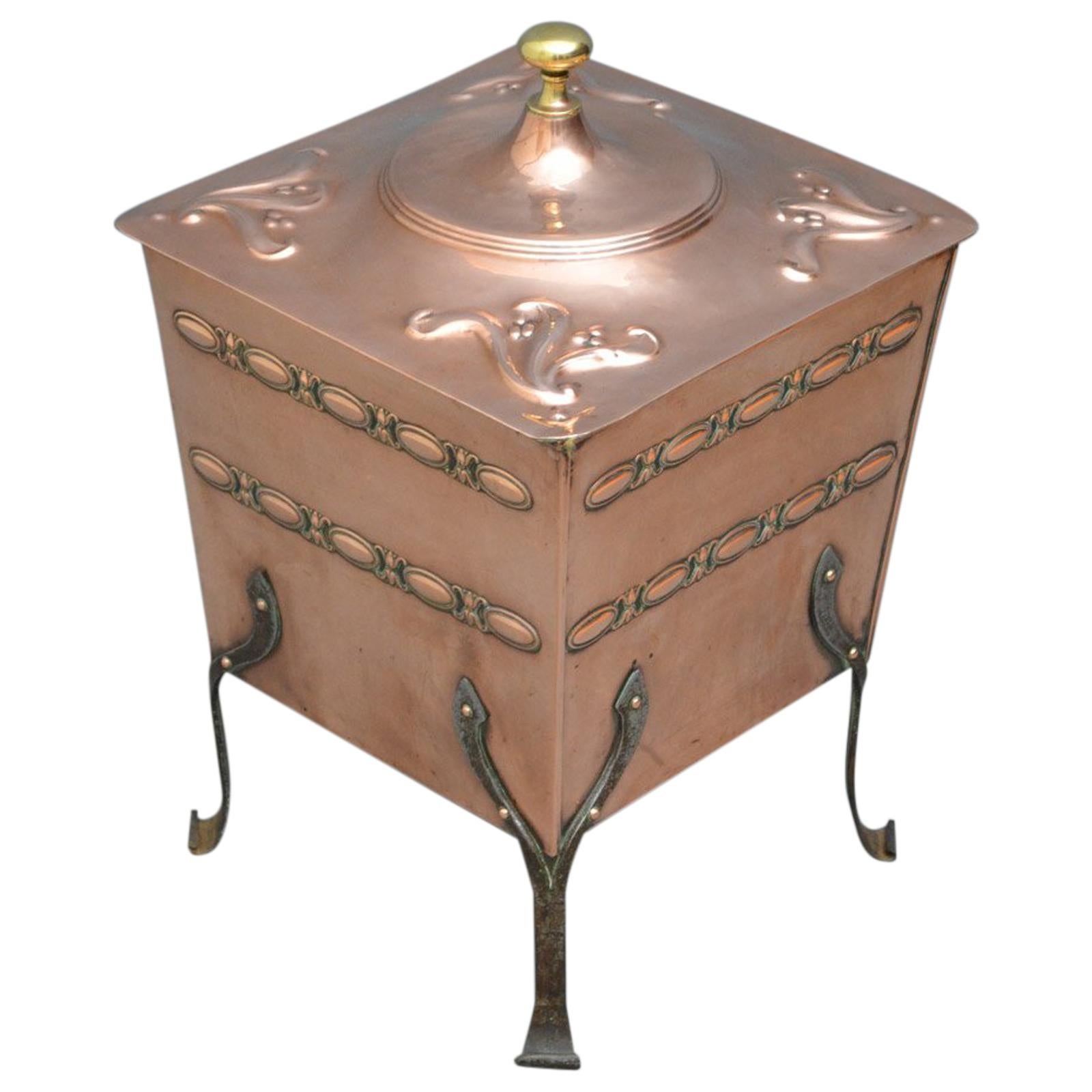 Arts & Crafts Copper Coal Bin