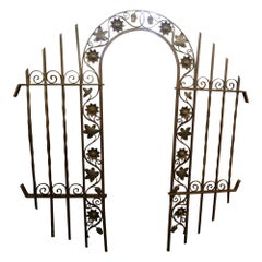 1920s Wrought and Cast Iron Art Nouveau Floral Gateway Arch