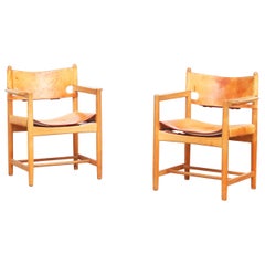 Set of Two Hunting Dining Chairs 3238 by Børge Mogensen for Fredericia Denmark