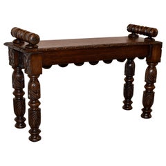 19th Century Carved Small Window Seat