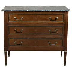 19th Century French Directoire Mahogany Marble Top Commode