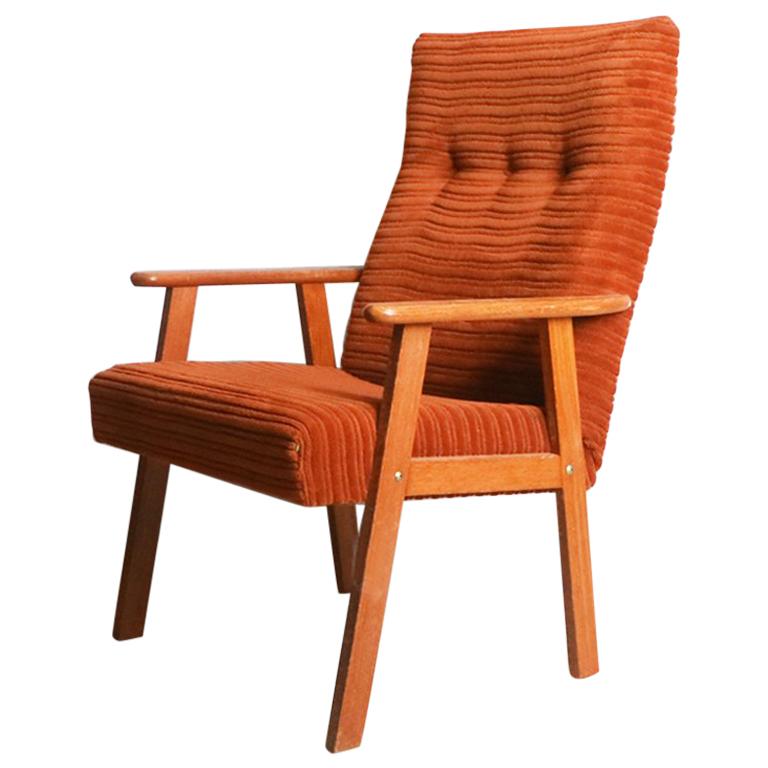 1960s Danish Midcentury Vintage High Back Armchair For Sale at 1stDibs