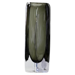 Tall 1950s Dark Toned Sommerso Vase Signed Nils Landberg for Orrefors Glass