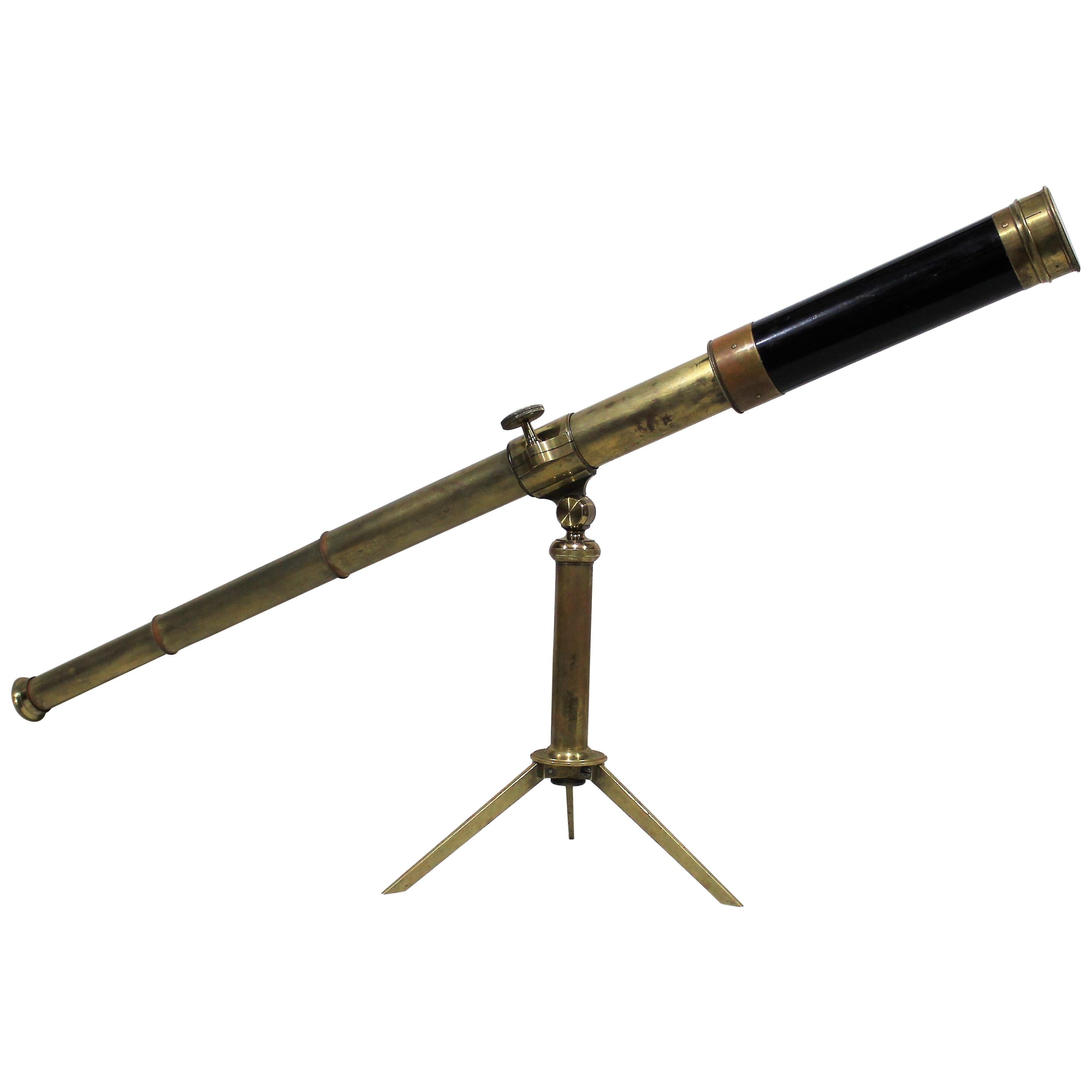 19th Century English Portable Travelling Telescope with Box