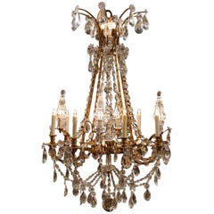19th Century French Louis XVI Crystal and Gilt Bronze Eight-Light Chandelier